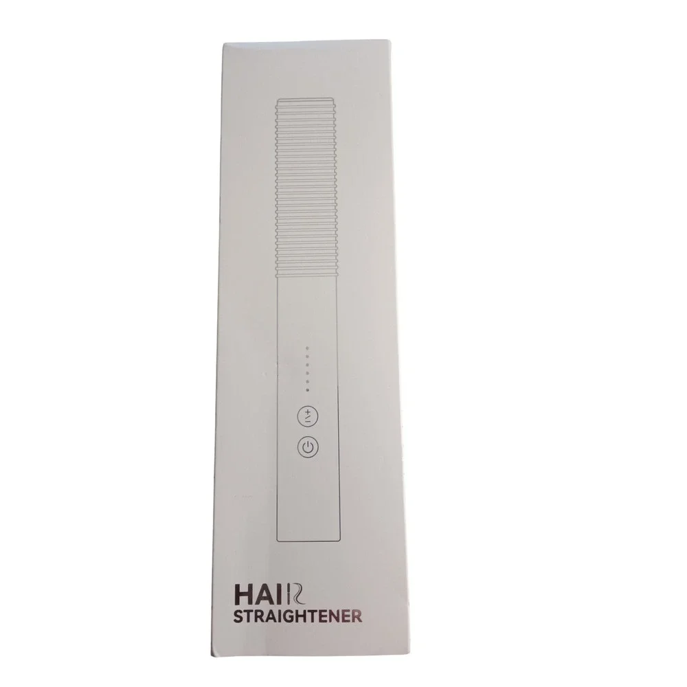 Hair Straightener Brush Electric Heated Smoothing Comb Ceramic Multi Heat White